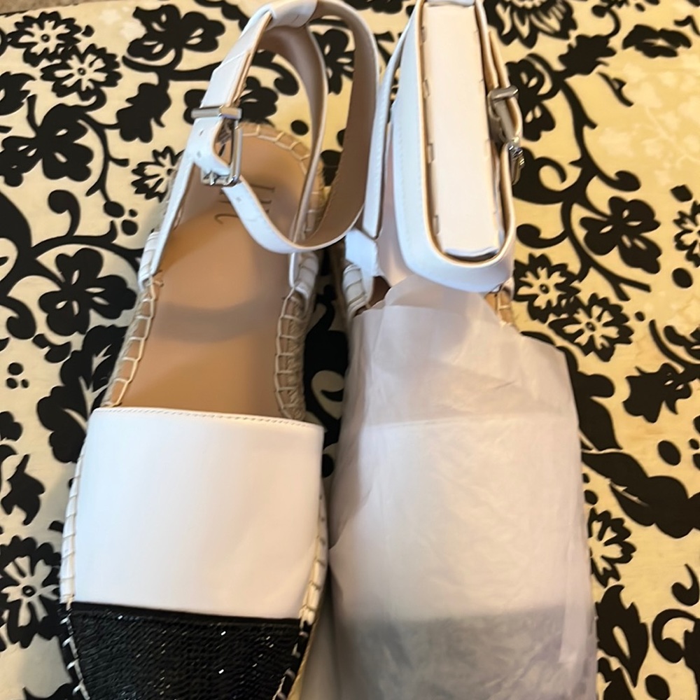 INC Black and White ankle sandals